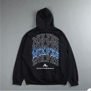 Darc Sport Lightning Work in Silence Classic Black Hoodie Wolves Graphic